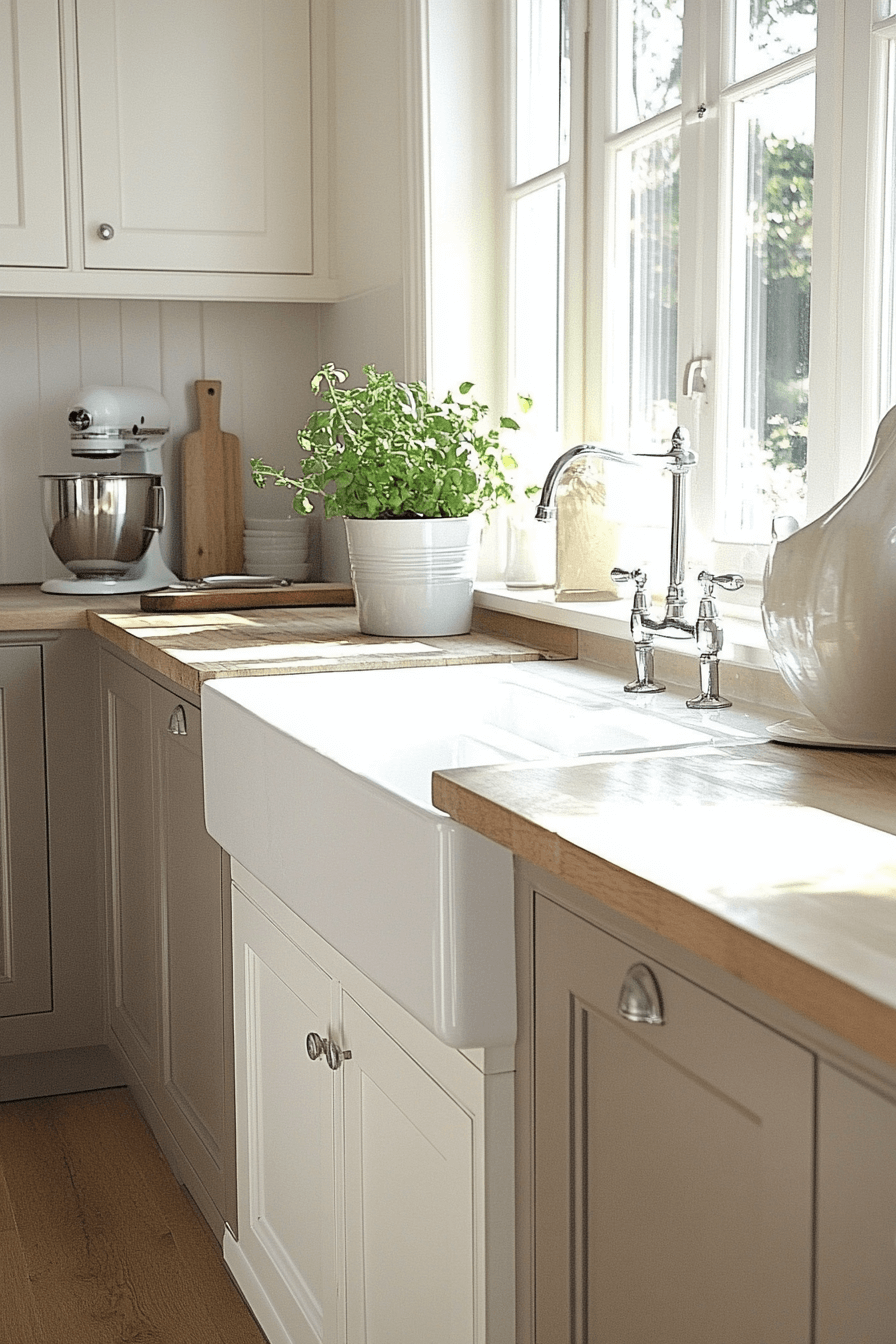 grey and white kitchen cabinets