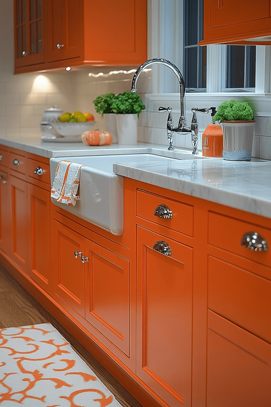 orange kitchen cabinets