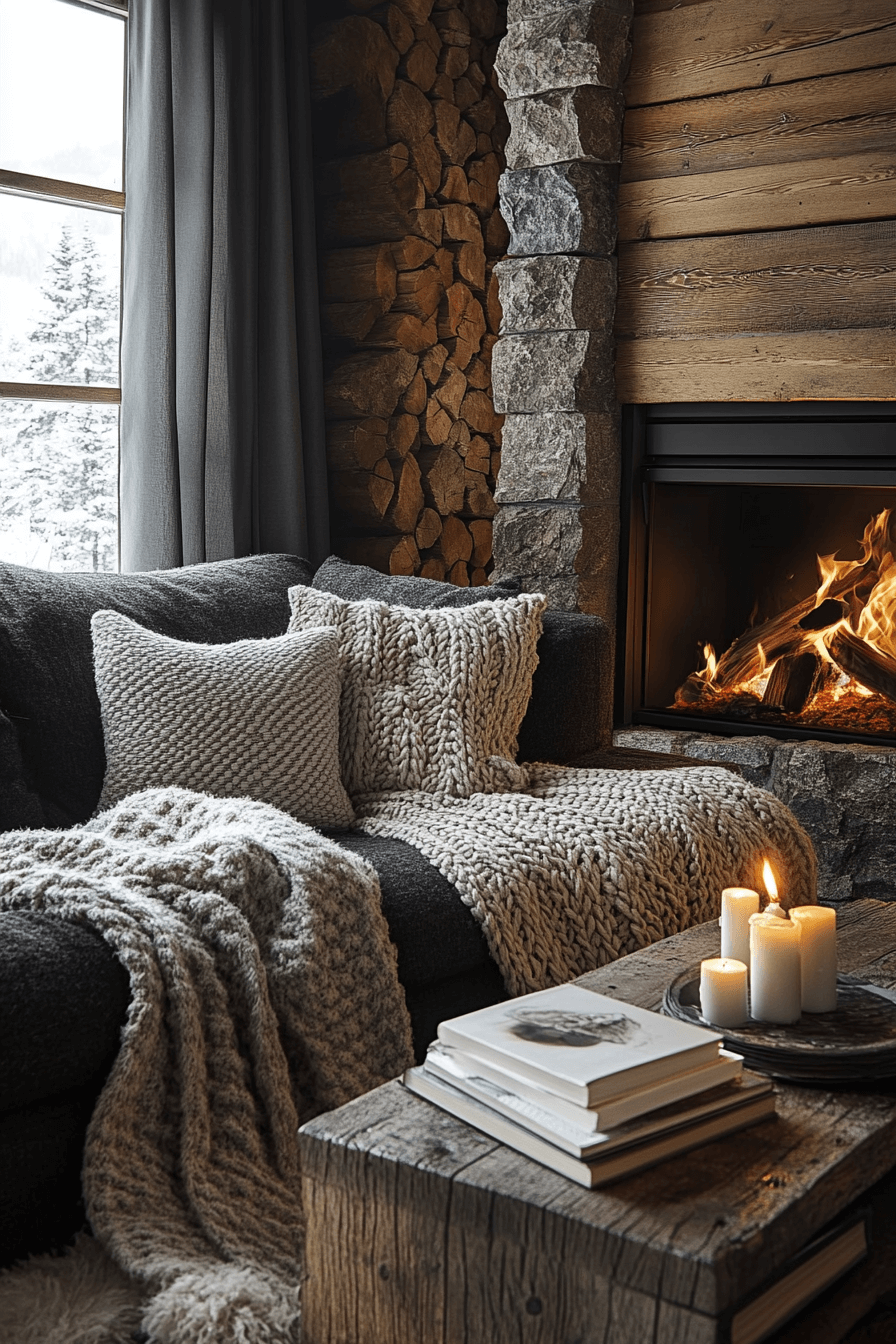 dark couch living room