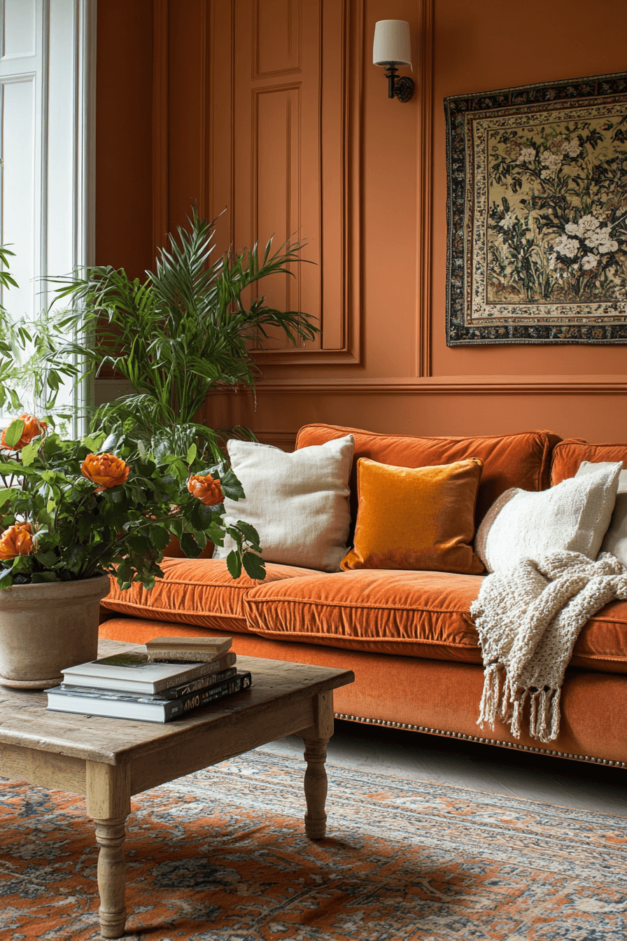 rust couch living room ideas