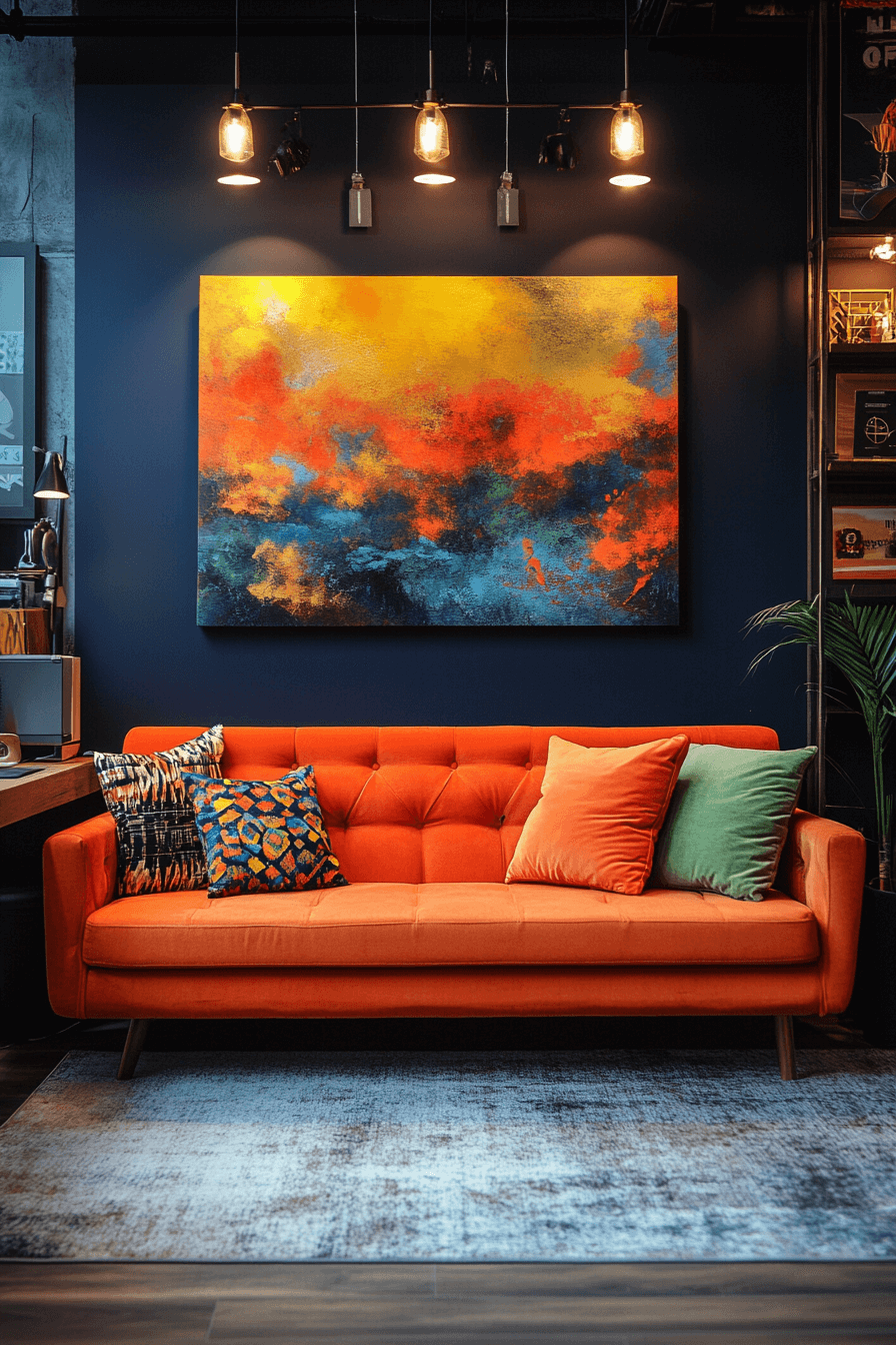 orange couch living room