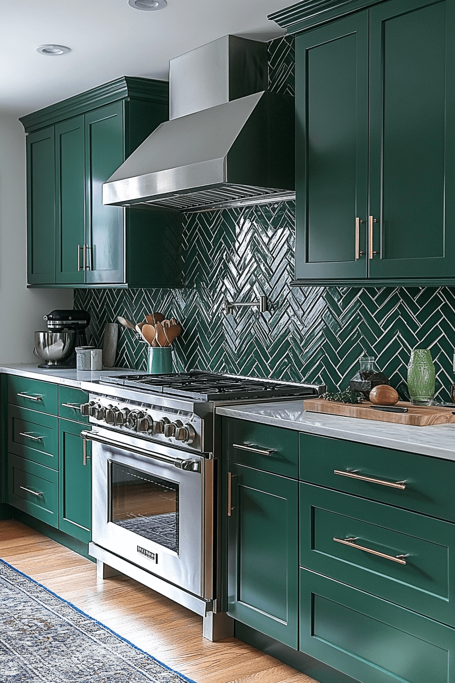 emerald green kitchen cabinets