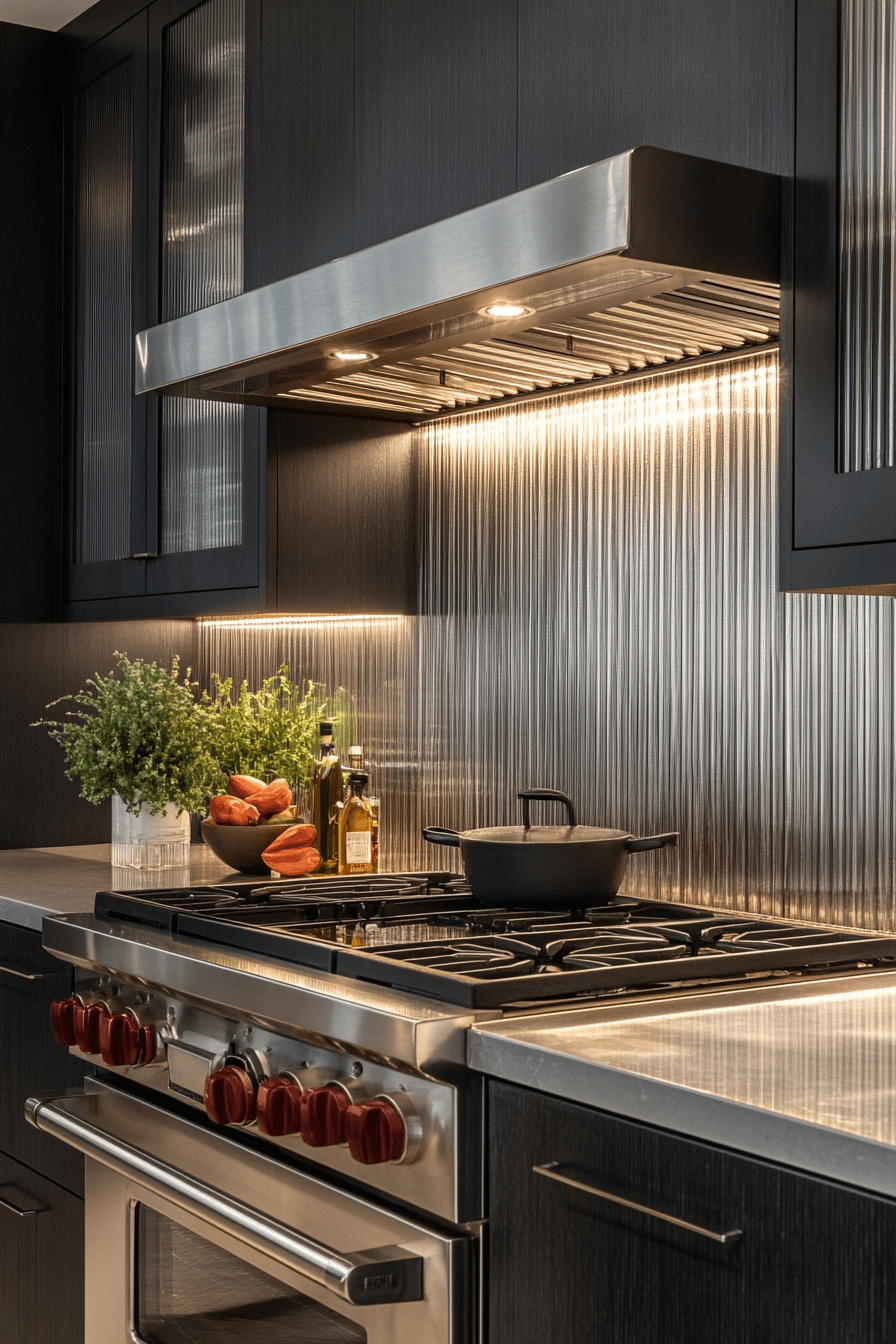 fluted glass kitchen cabinets