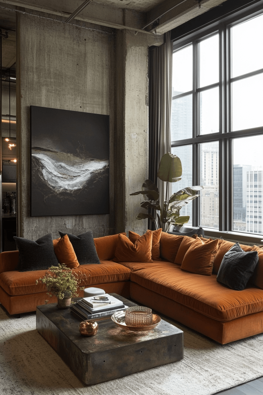 rust couch living room ideas