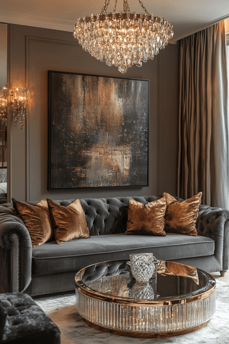 dark couch living room