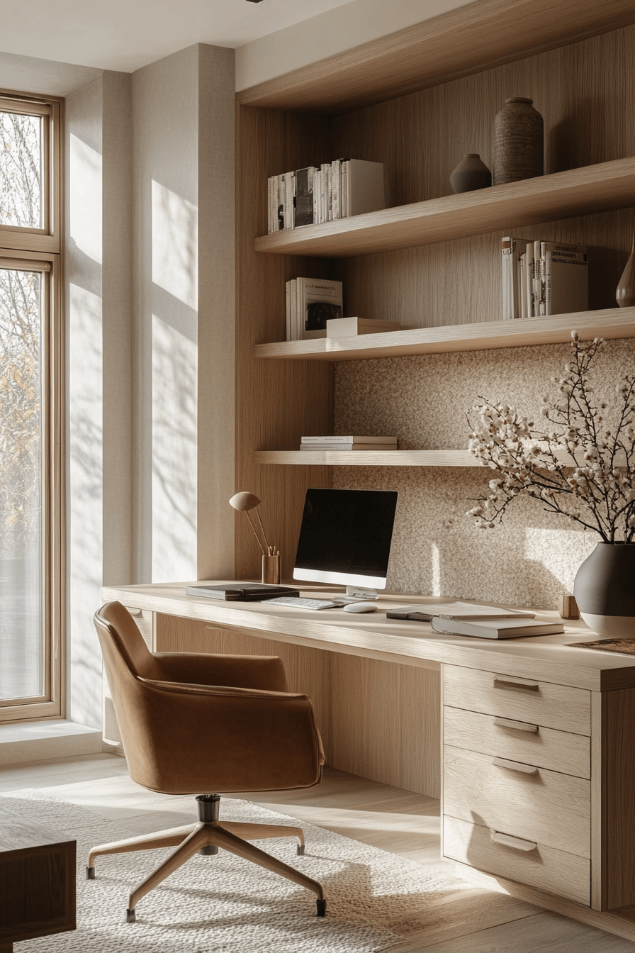 29 Japandi Home Office Ideas for a Peaceful and Productive Space 6 japandi home office