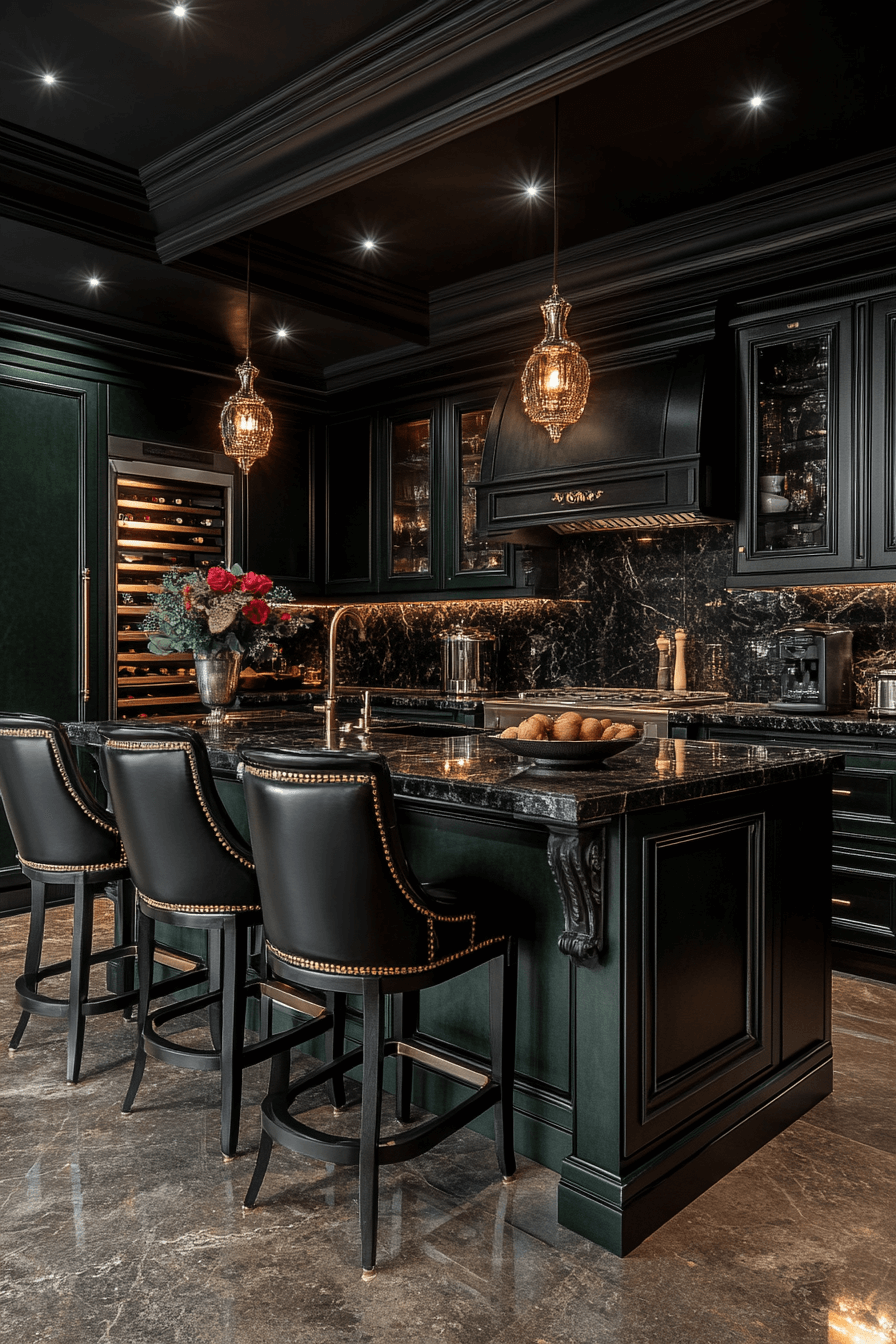 pewter green kitchen cabinets