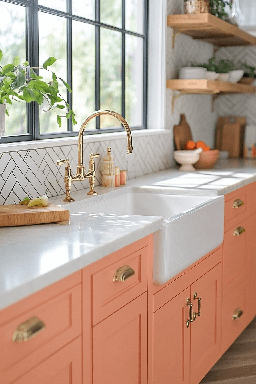 orange kitchen cabinets