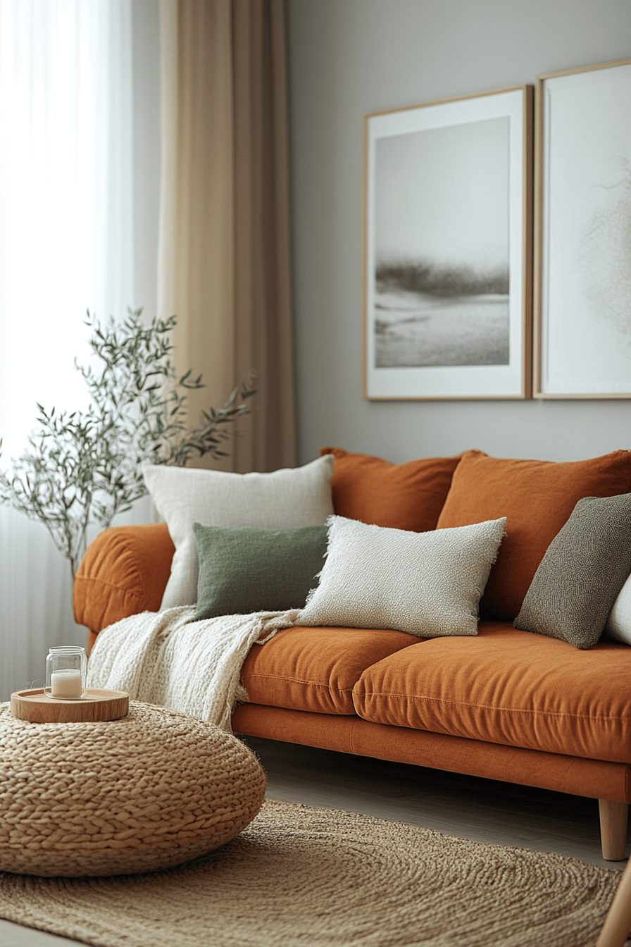 rust couch living room ideas
