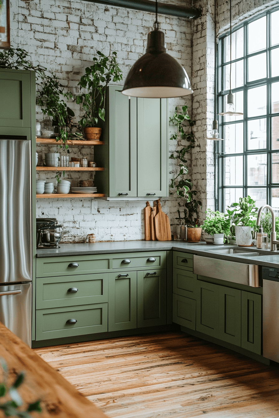 olive green kitchen cabinets