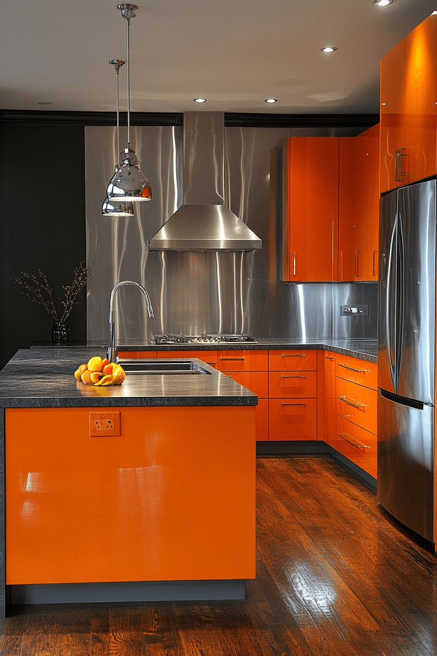 orange kitchen cabinets
