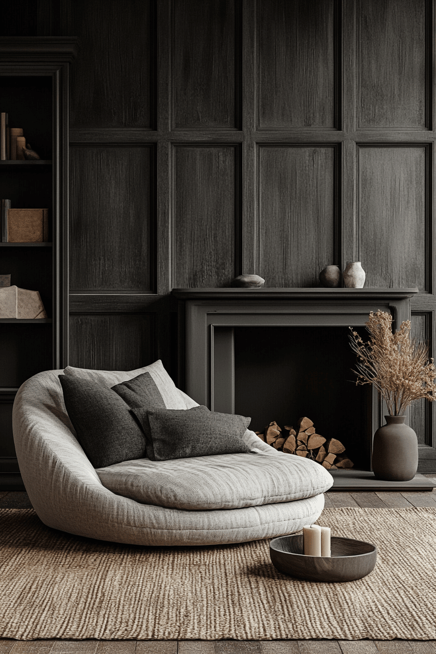 dark cottagecore living room