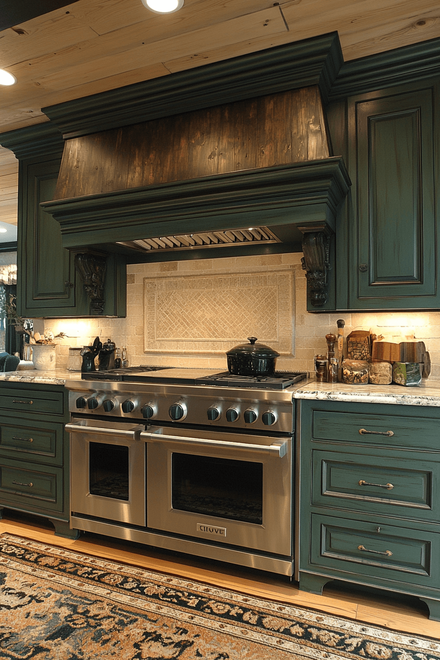 emerald green kitchen cabinets