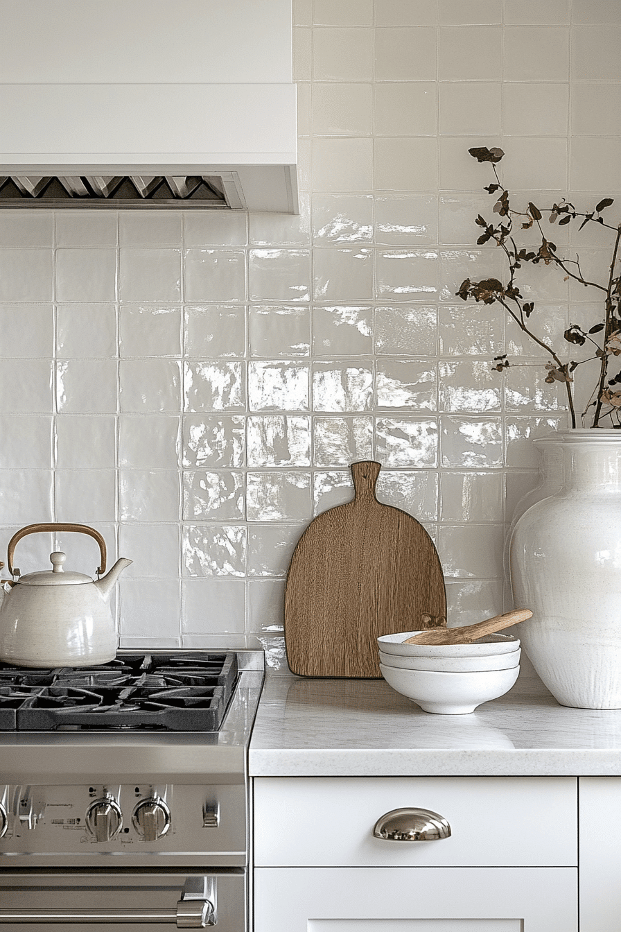 white backsplash kitchen