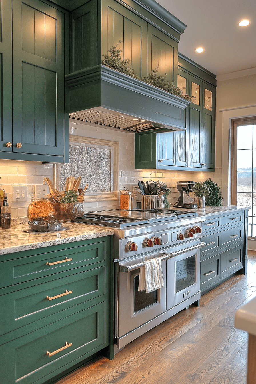 emerald green kitchen cabinets