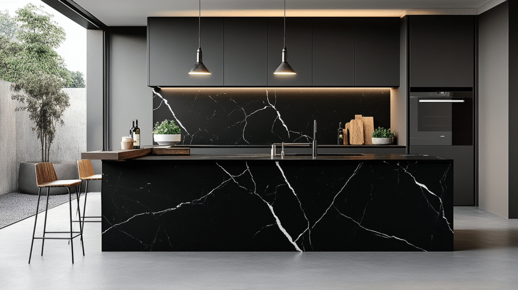black marble countertops