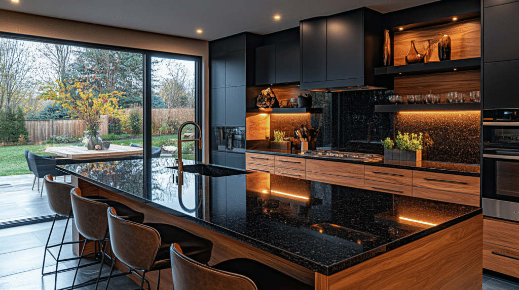 black quartz countertops