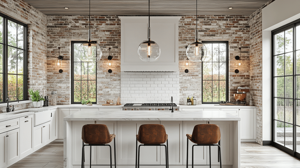 brick backsplash kitchen