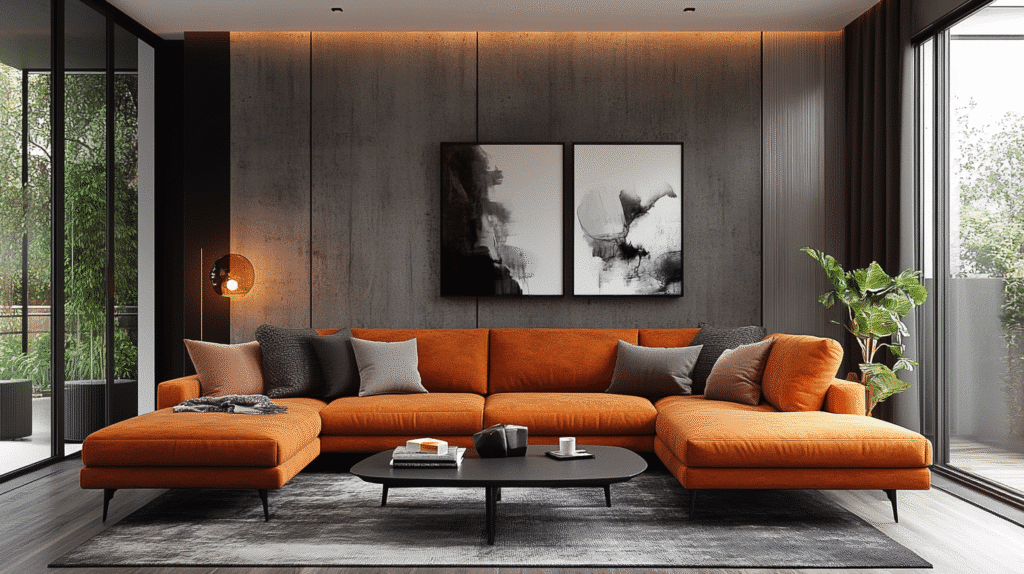 cognac couch living room ideas