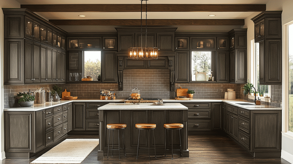 dark taupe kitchen cabinets