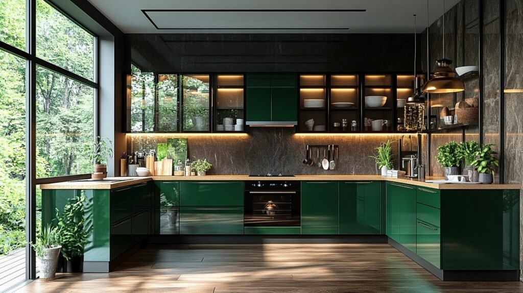 emerald green kitchen cabinets