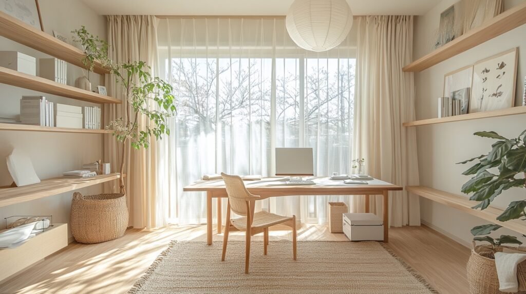 29 Japandi Home Office Ideas for a Peaceful and Productive Space 62 japandi home office