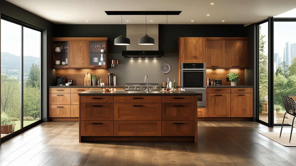 warm wood kitchen cabinets