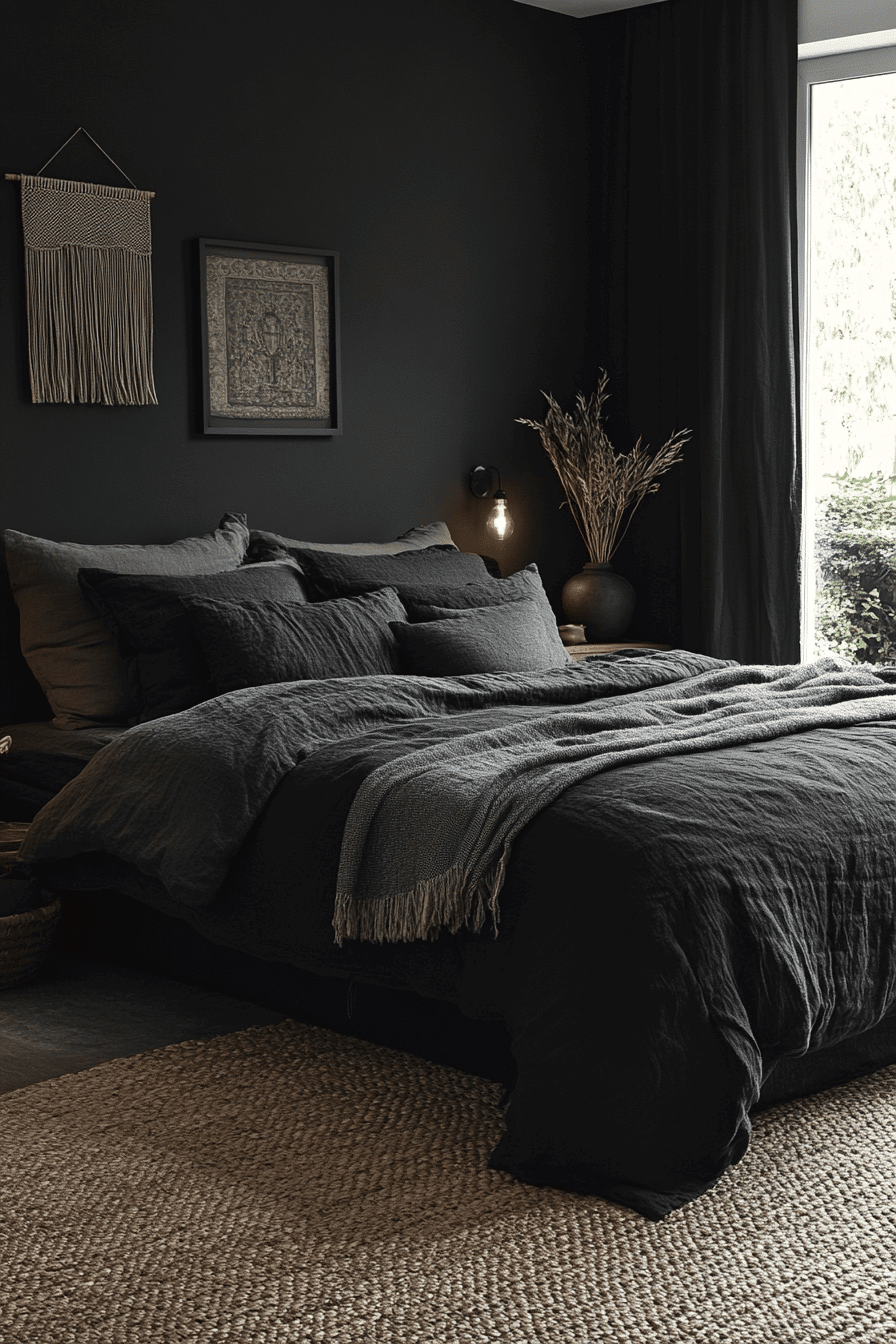 dark boho bedroom