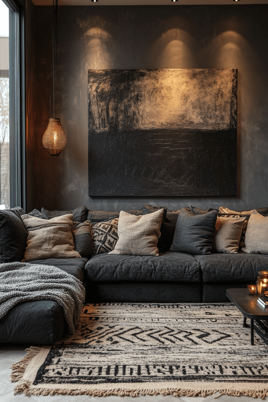 dark boho living room
