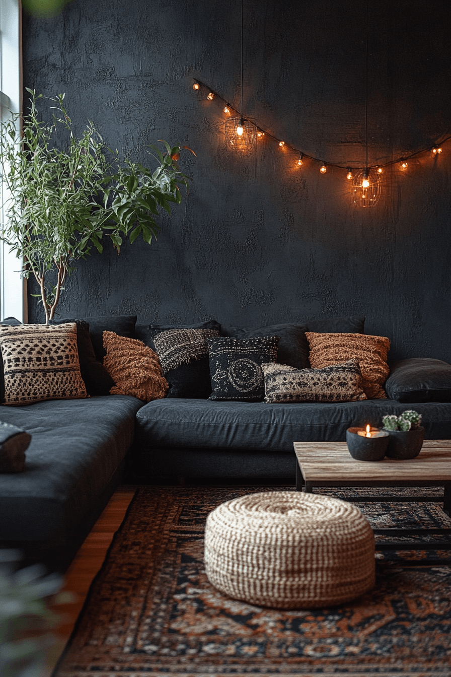 dark boho living room