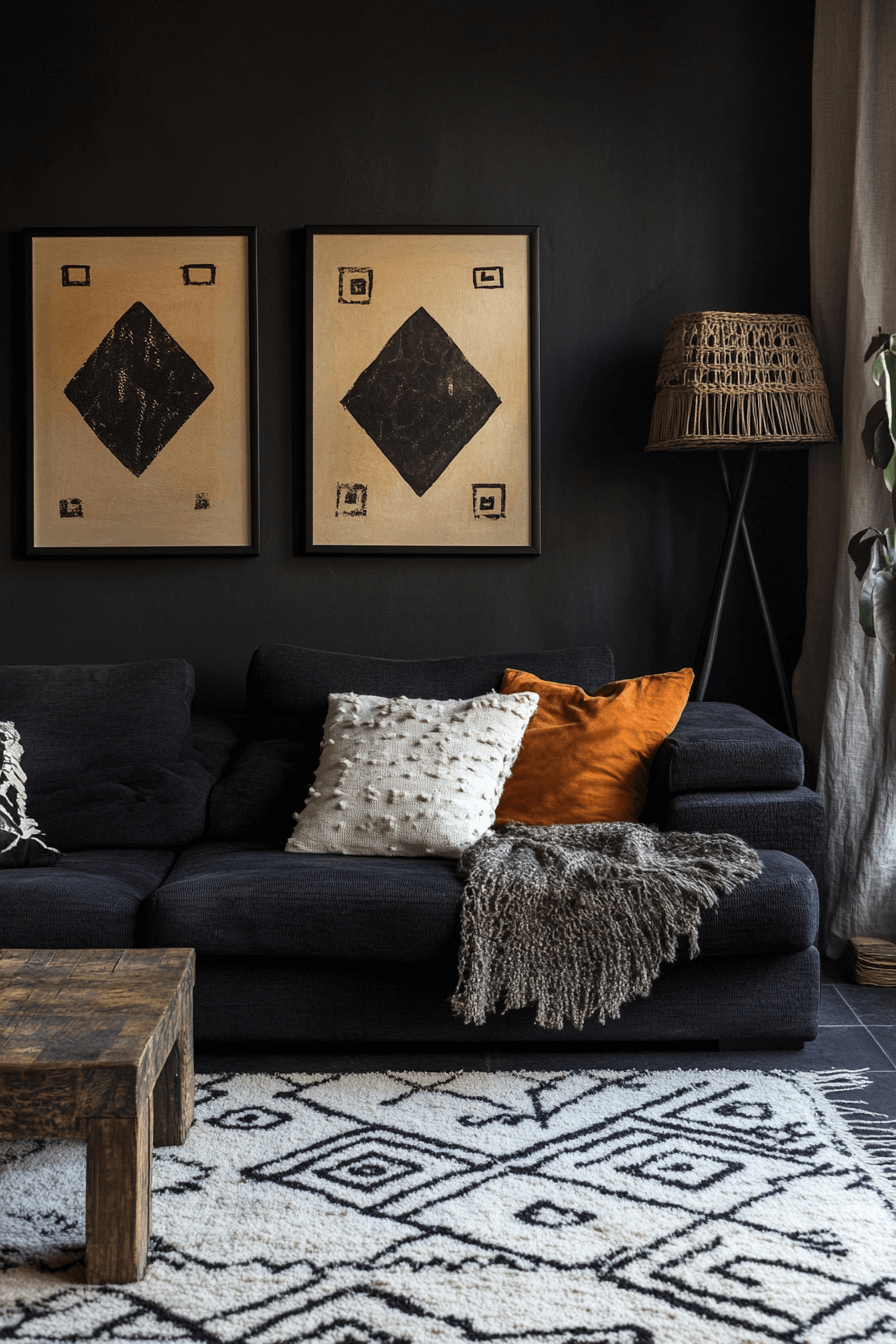 dark boho living room