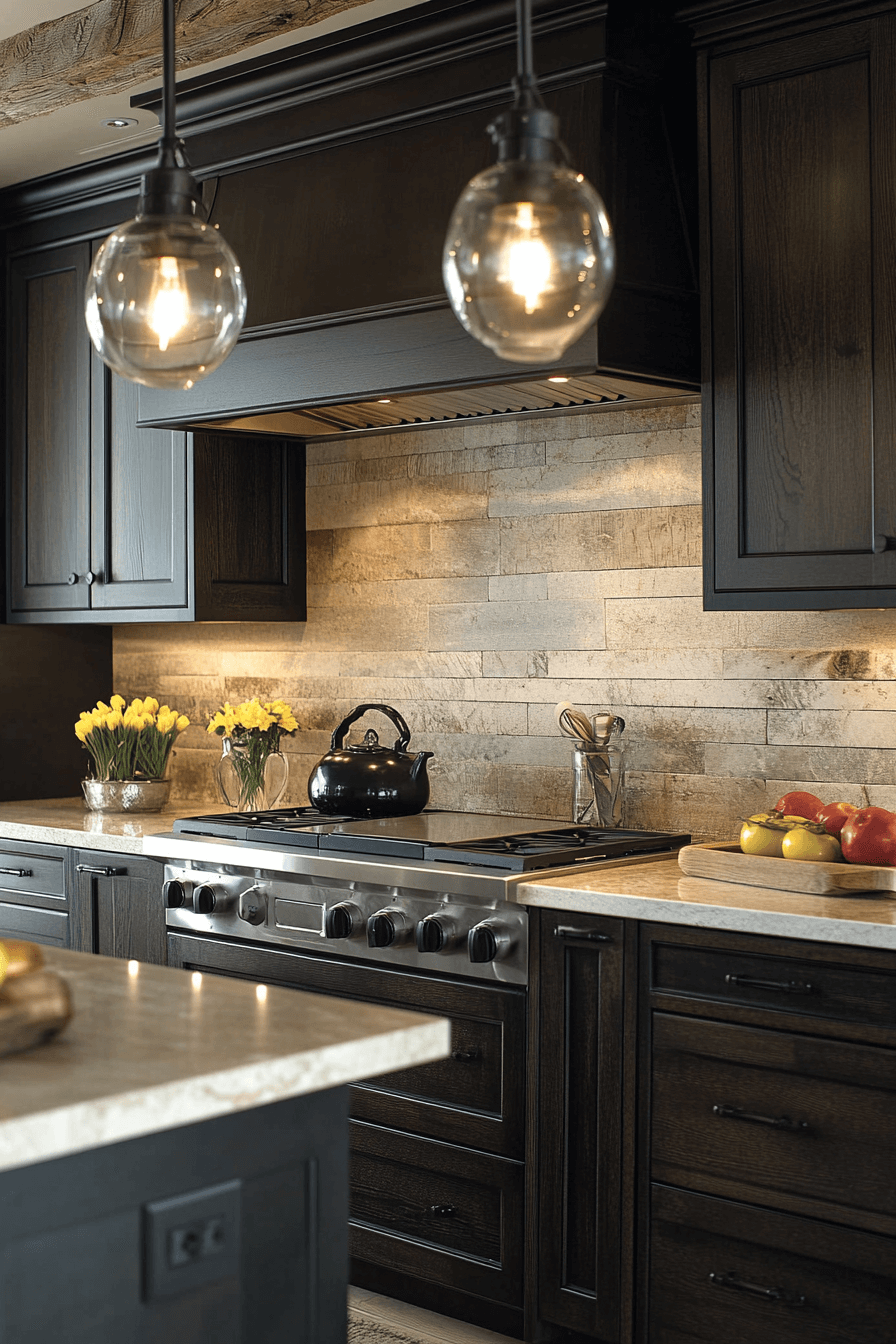 espresso kitchen cabinets