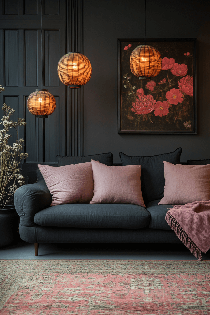 dark boho living room