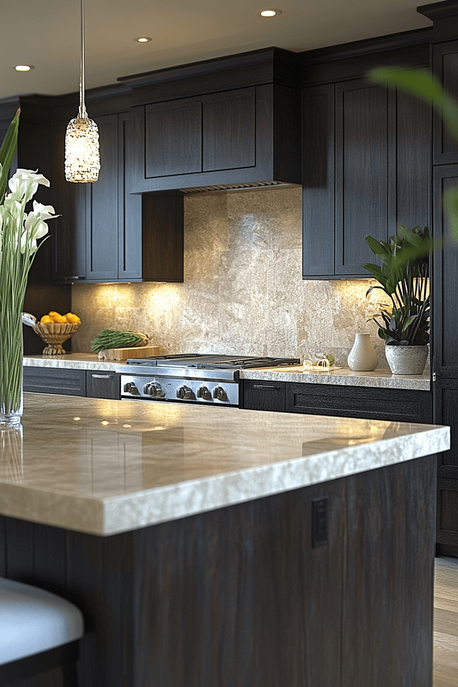 espresso kitchen cabinets