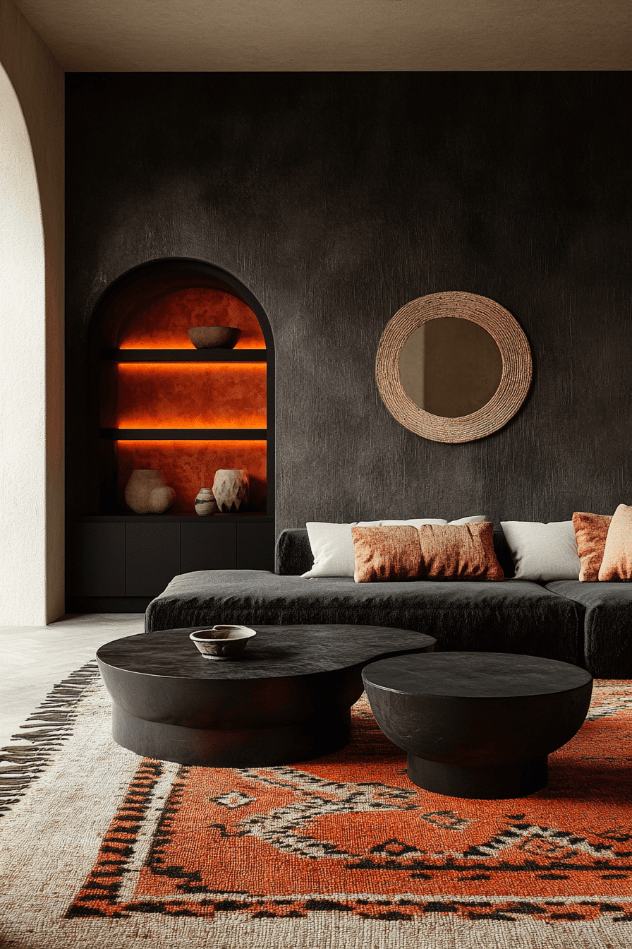 dark boho living room