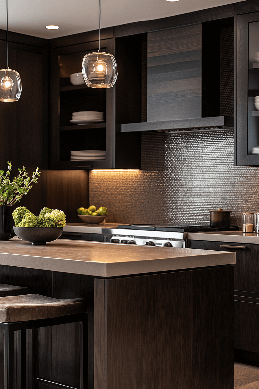 espresso kitchen cabinets