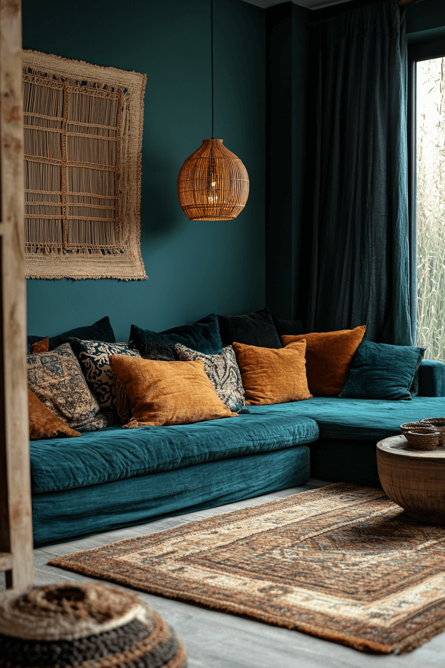 dark boho living room