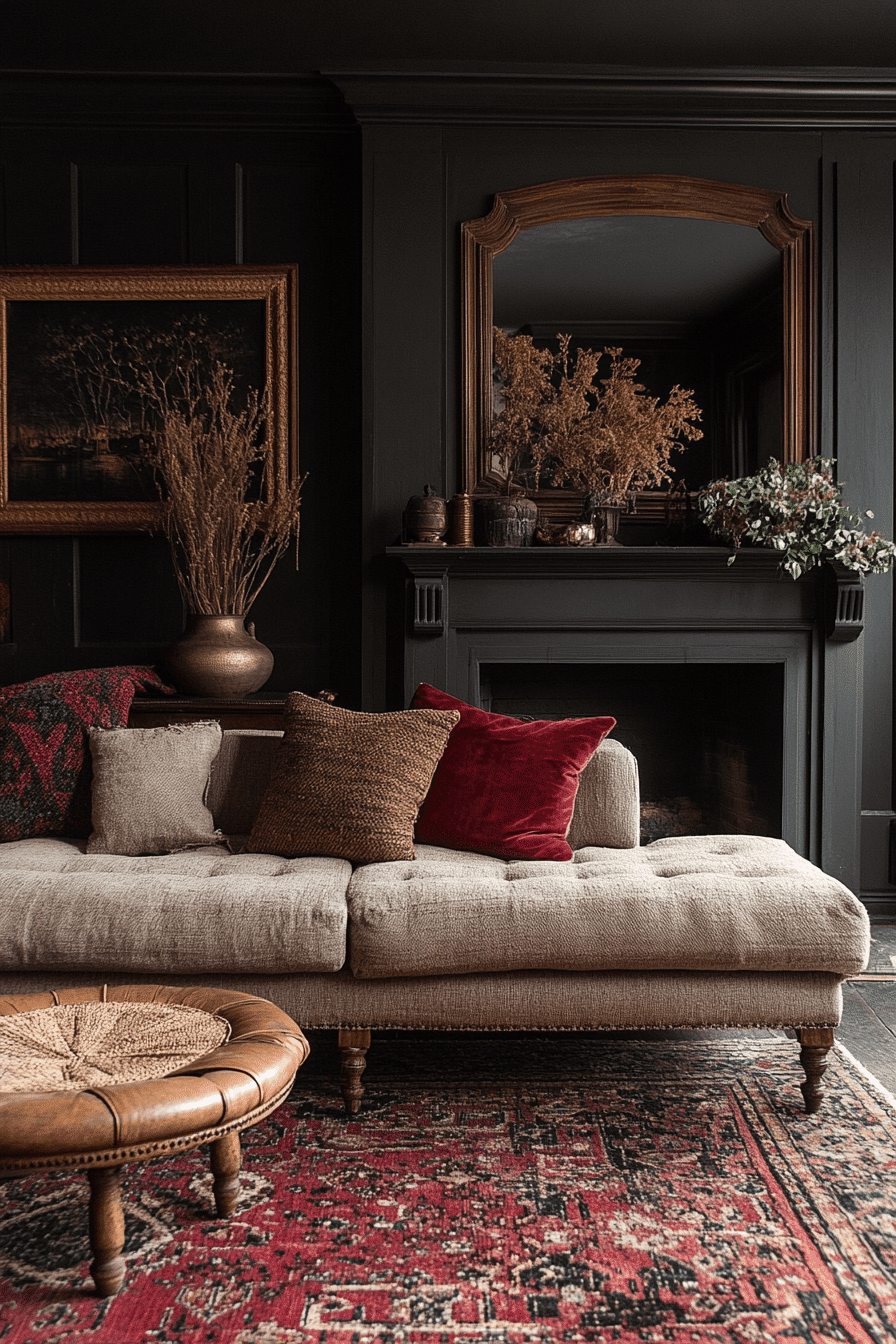 dark boho living room