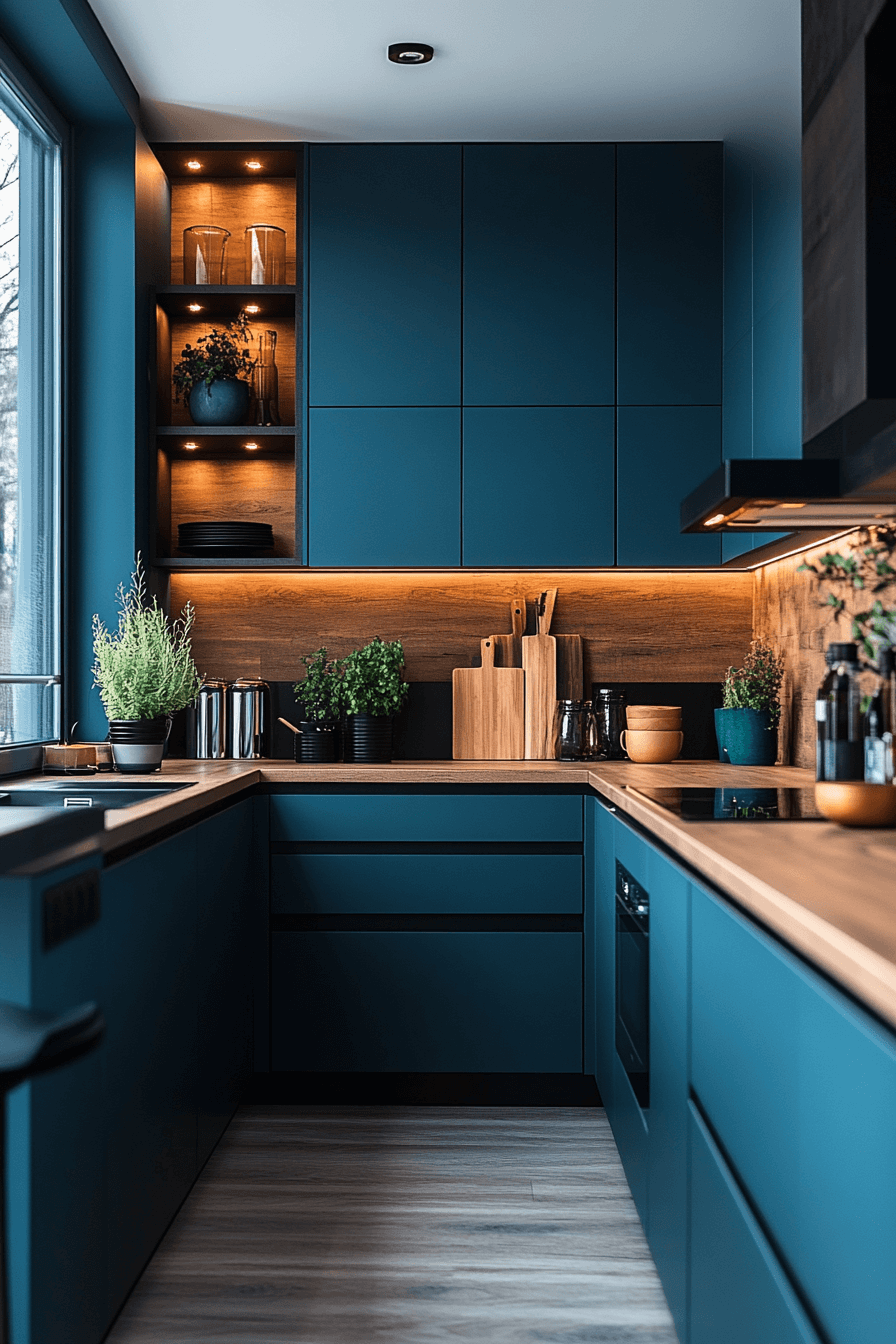 teal kitchen cabinets