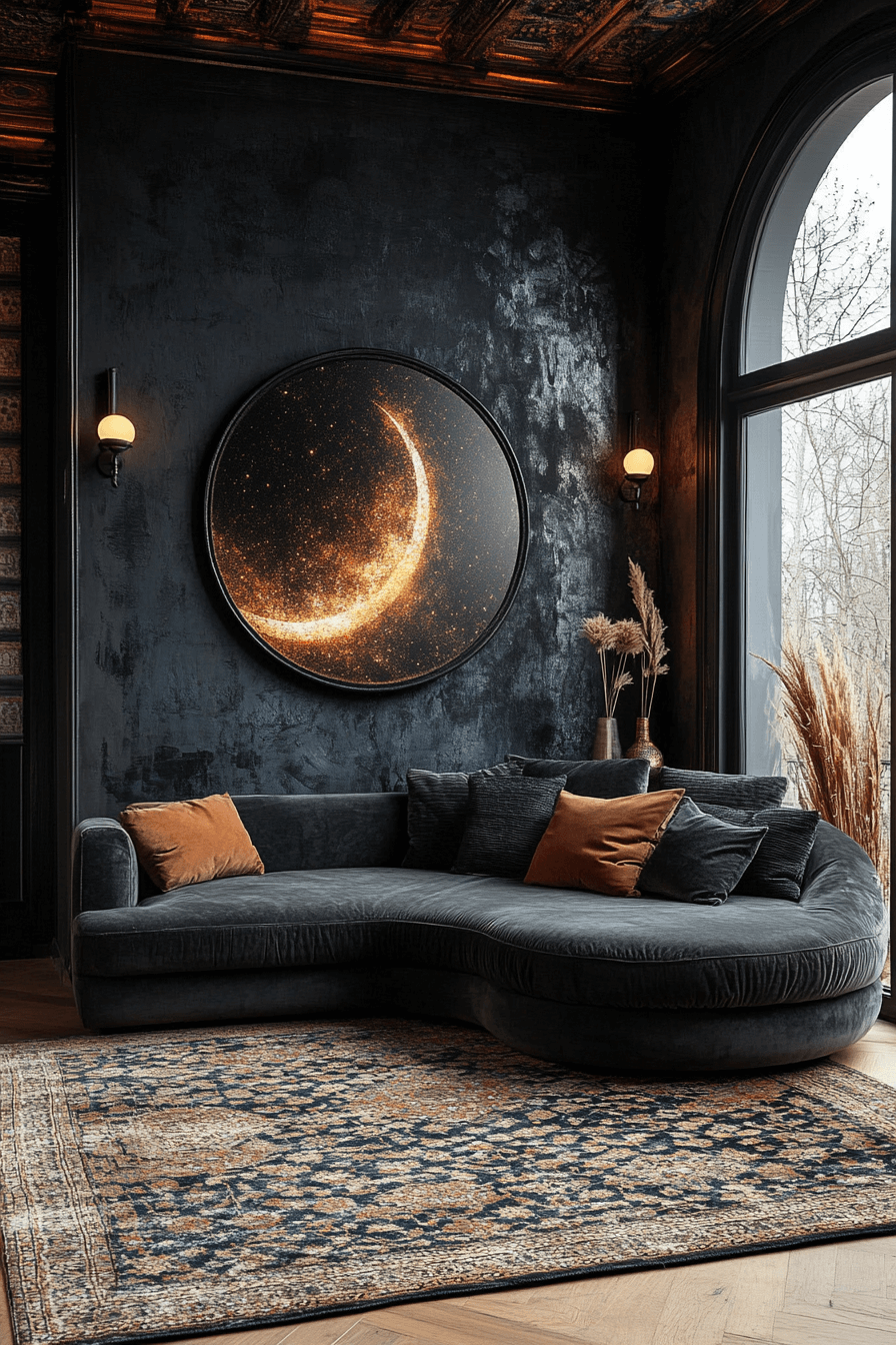 dark boho living room
