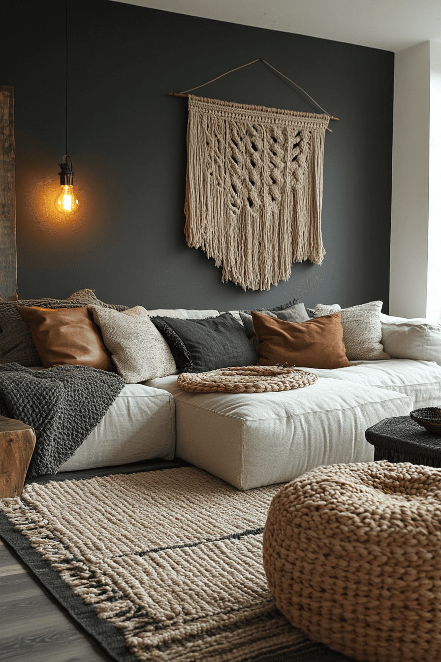 dark boho living room