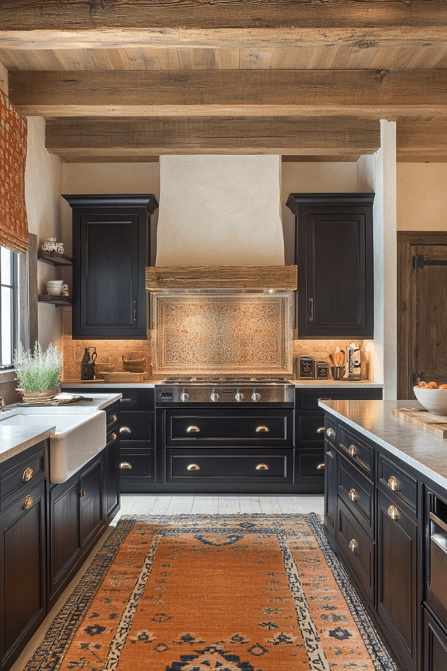 rustic black kitchen cabinets