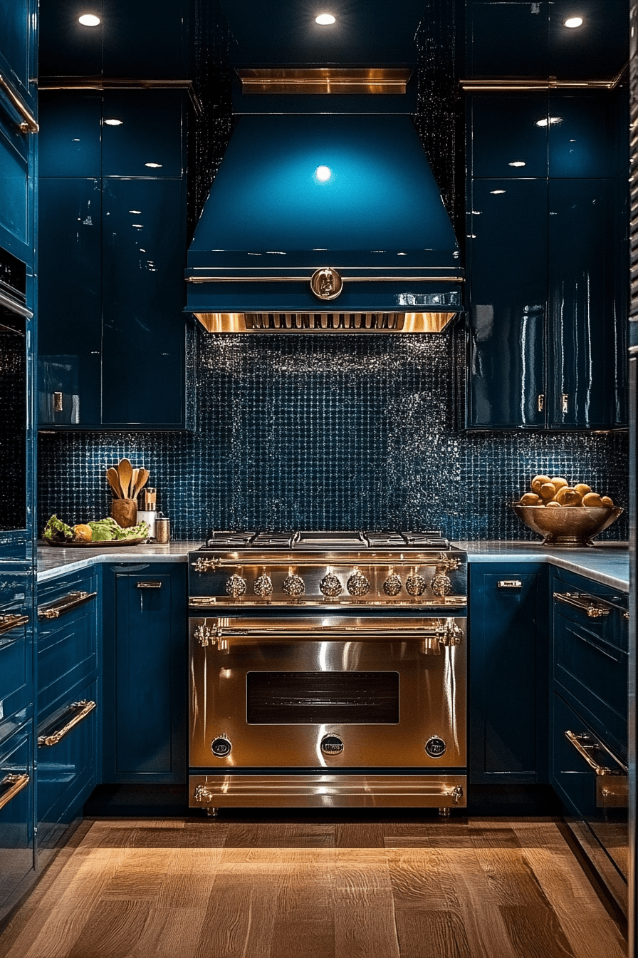 teal kitchen cabinets