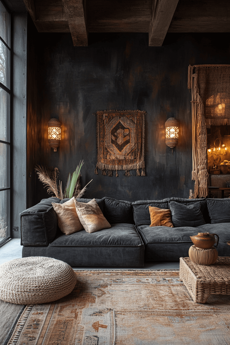 dark boho living room
