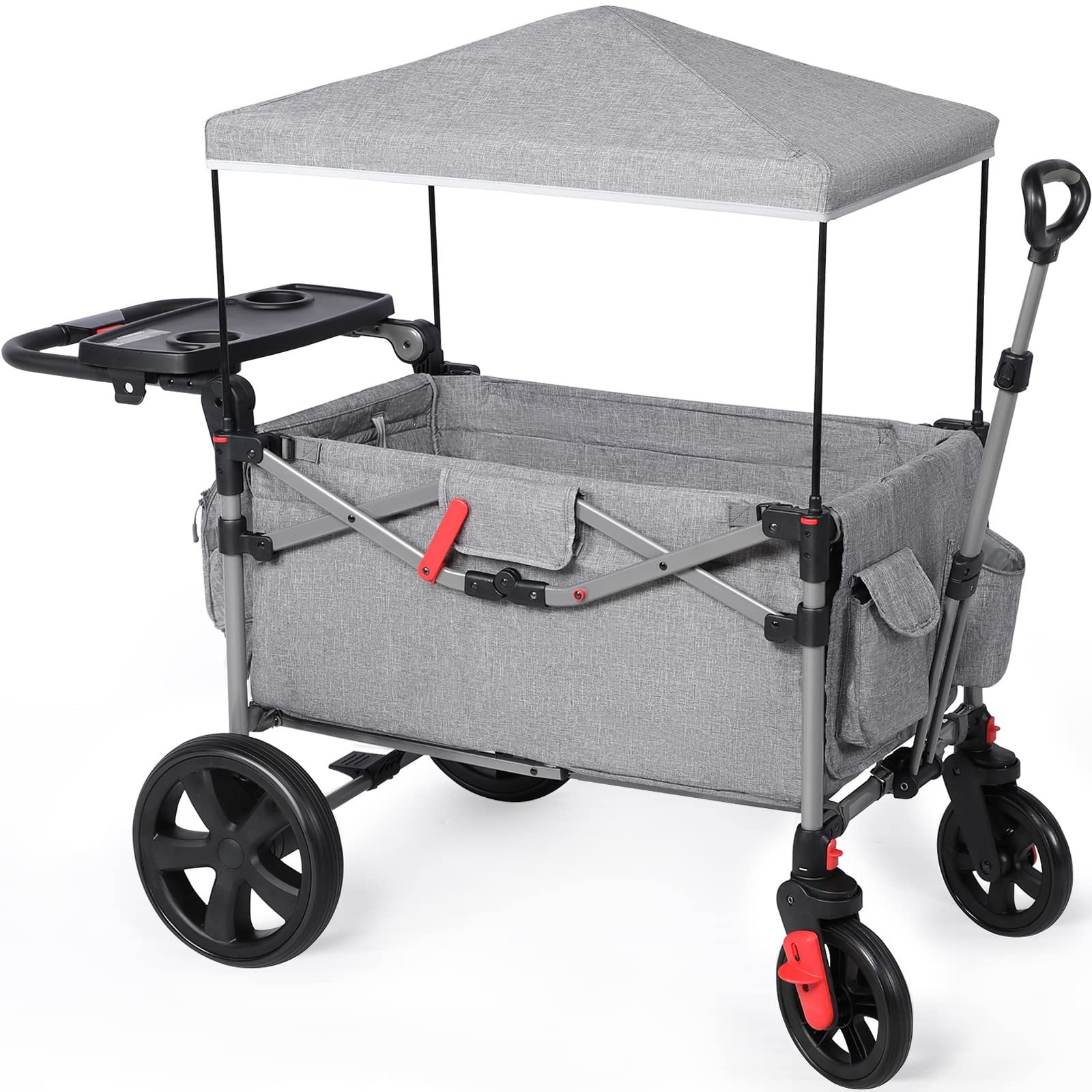EVER ADVANCED Foldable Wagons for Two Kids & Cargo