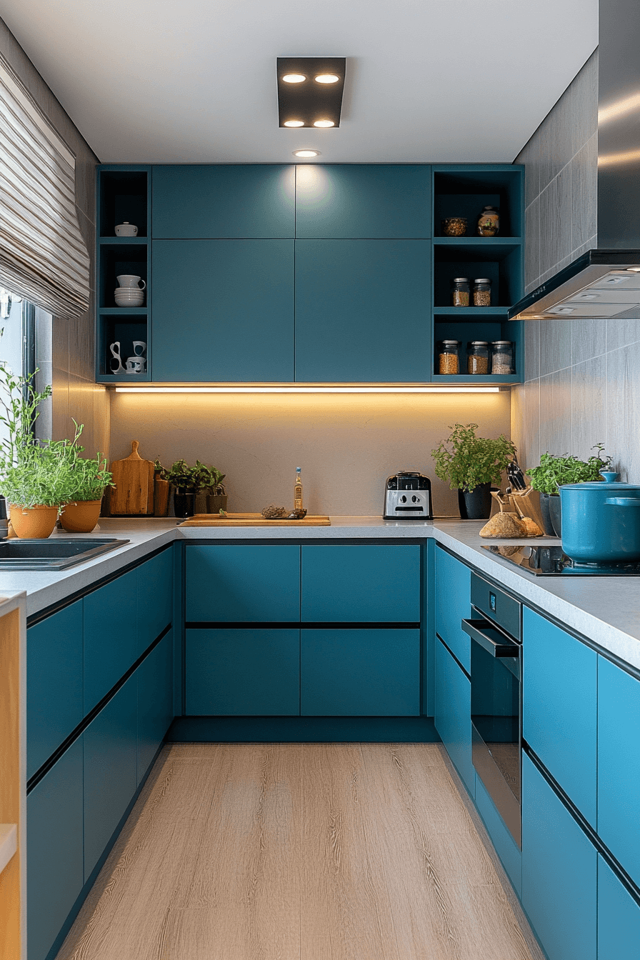teal kitchen cabinets