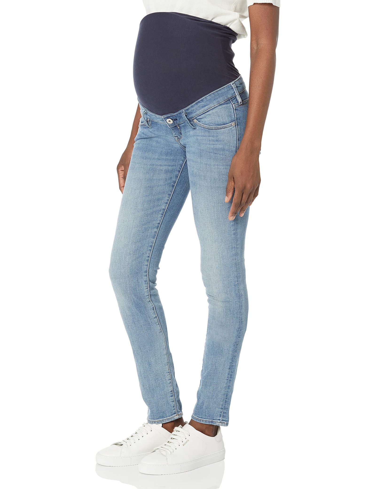 Motherhood Maternity Women's Super Stretch Secret Fit Over The Belly Skinny Jeans Indigo Blue Medium Medium Horizon Wash