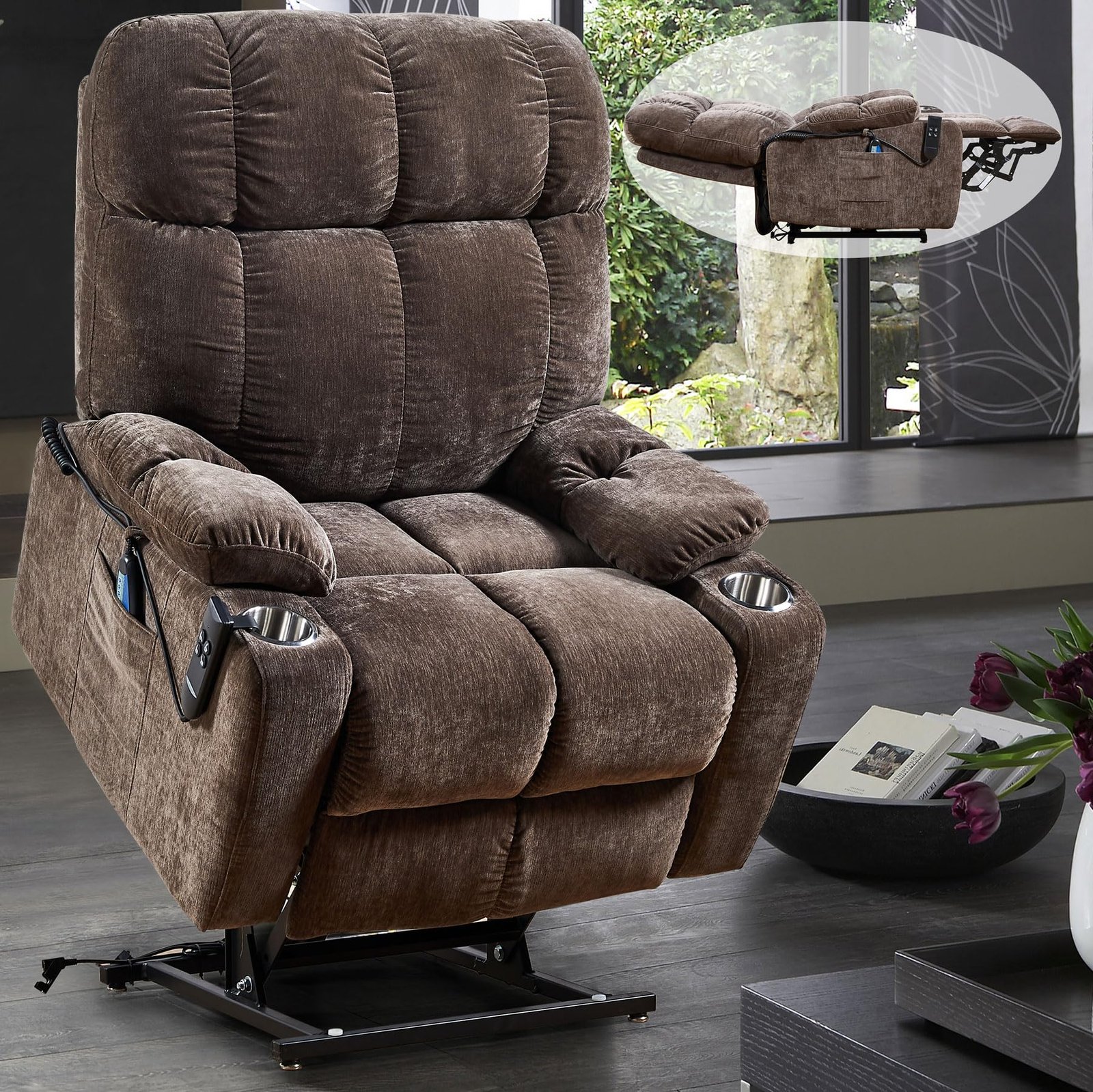 Plococo Lay Flat Sleeping Dual OKIN Motor Lift Recliner Chair