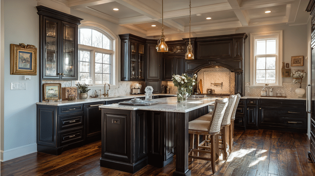 espresso kitchen cabinets