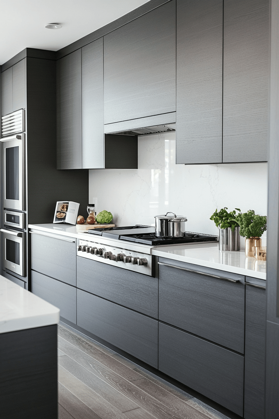 gray and white kitchen
